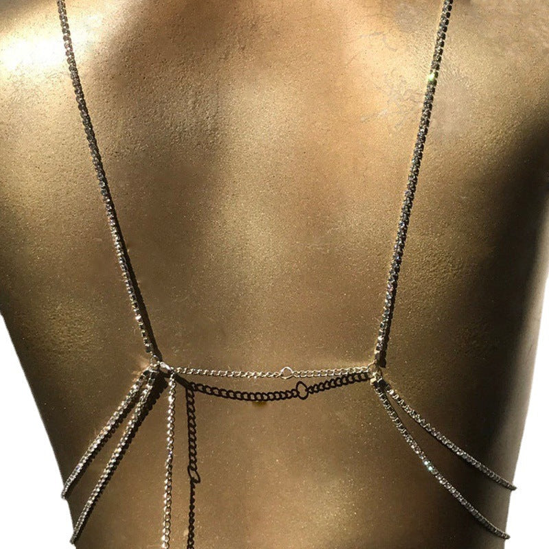 Rhinestone Bra Chain Summer Beach Vacation Style Bikini Body Chains