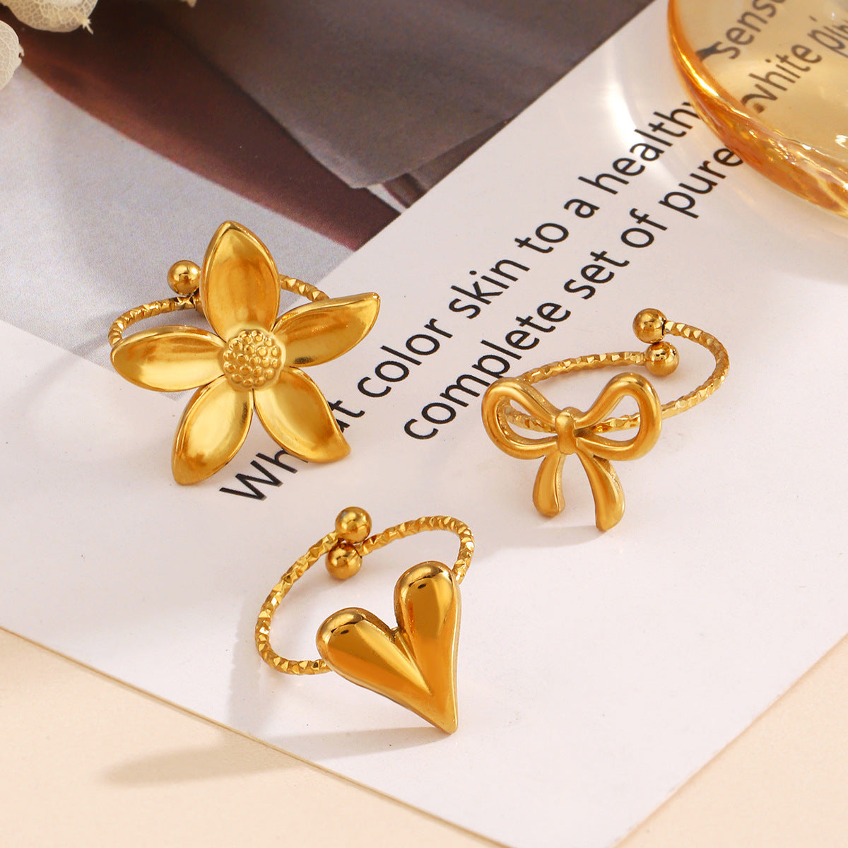 Stainless Steel Flower Ring Love Ring For Women