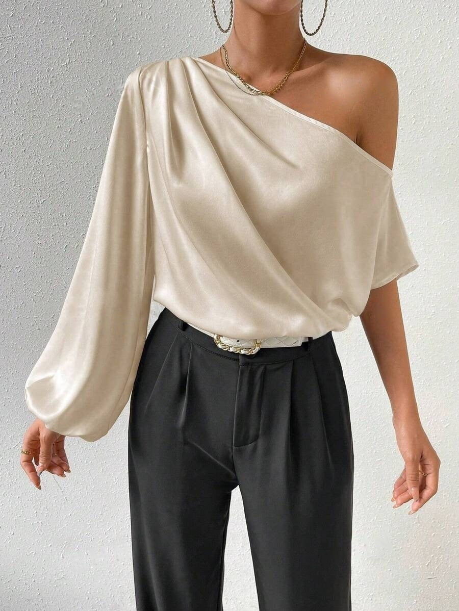 Foreign Trade Shoulder T-shirt Sexy Off-shoulder Loose Cold-shoulder Elegant