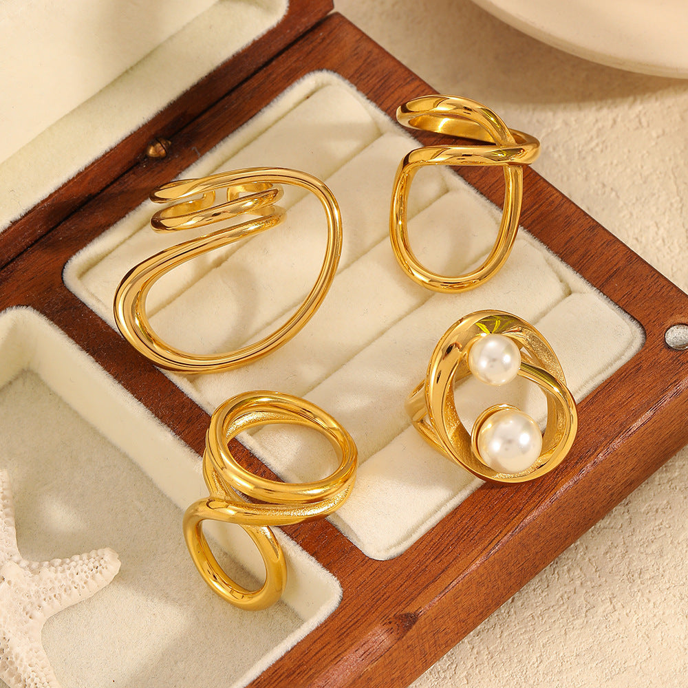 Geometric Winding Titanium Steel Ring Fashion