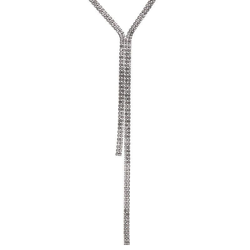 Tassel Crystal Sweater Chain Long Simple Personality Versatile Necklace Women