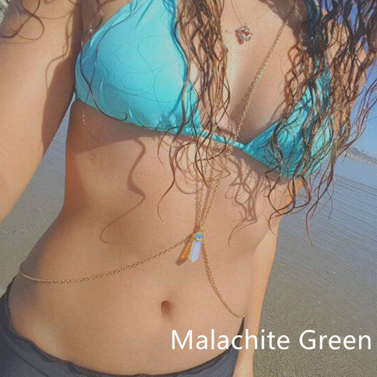 Boho Beach Bikini Hexagon Pendant Waist Chain
