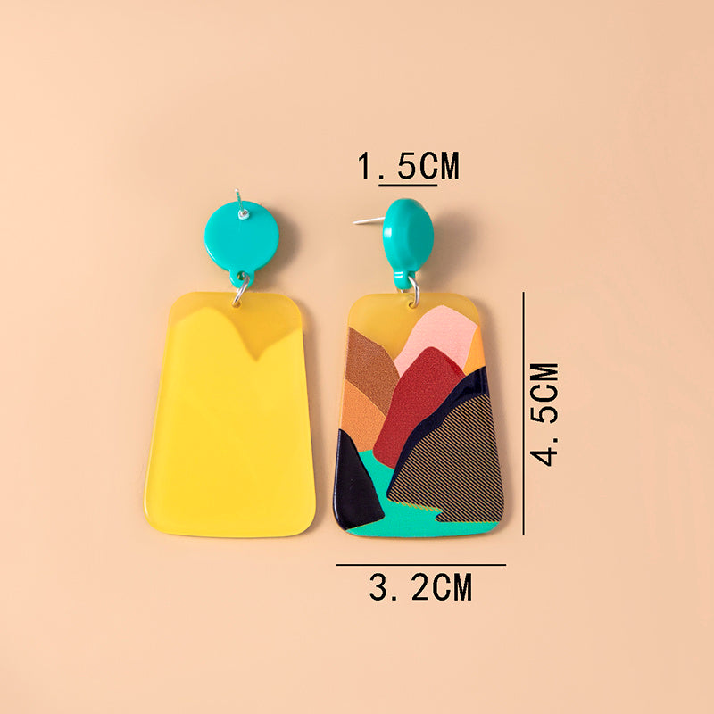 Boho Abstract Art Painting Acrylic Earrings