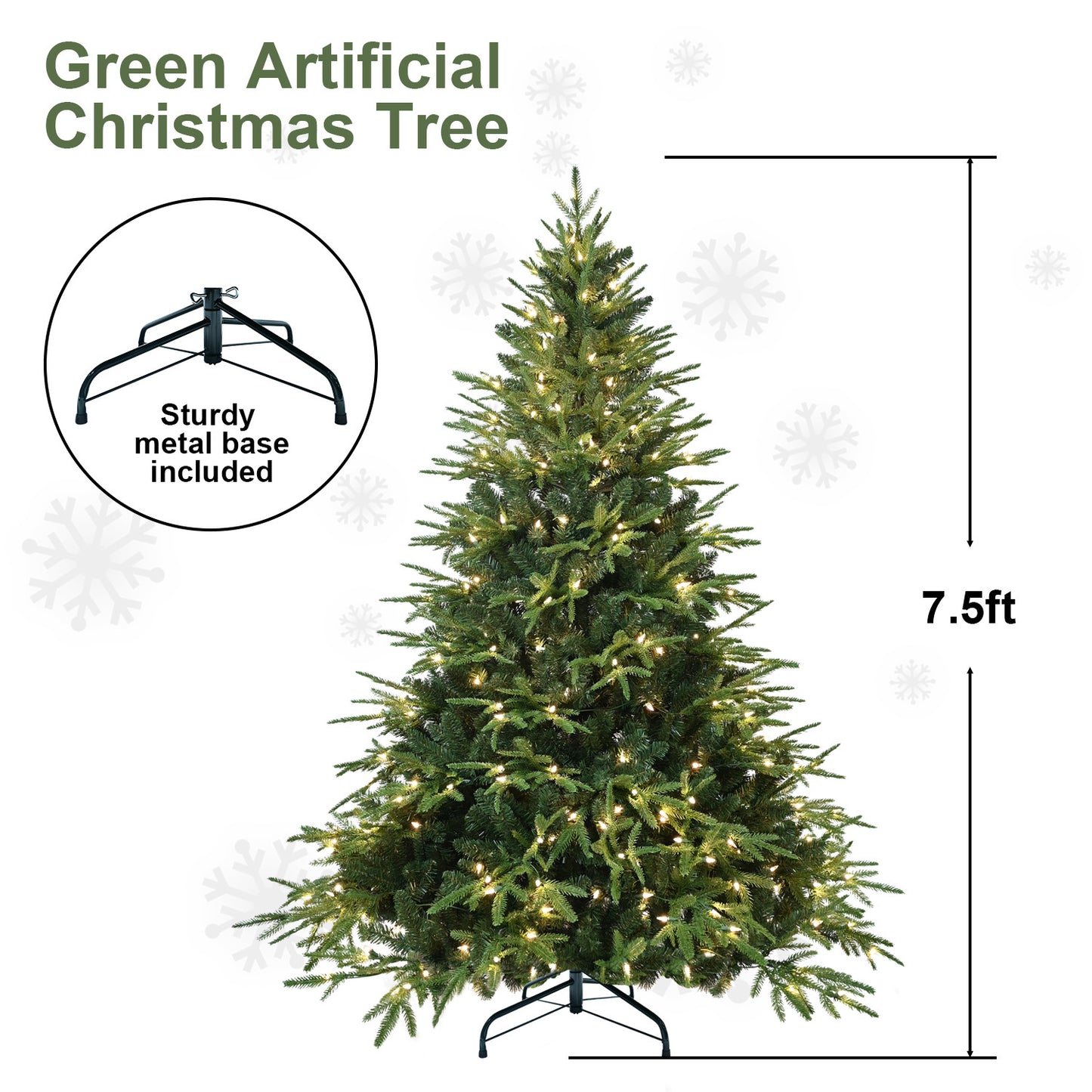 PVC Christmas Tree, Christmas Decorations, Green, With Lights