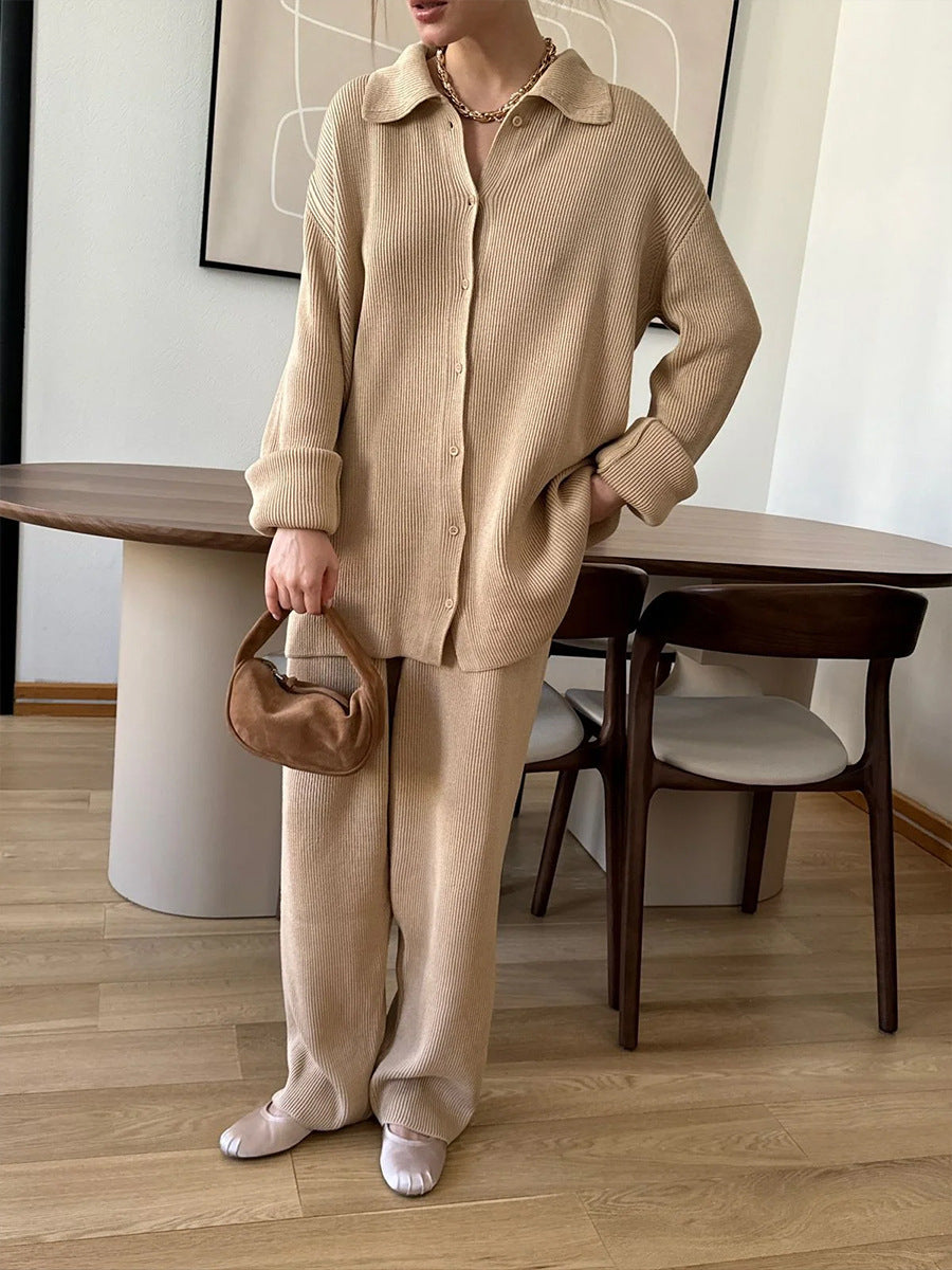 Loose Temperament Commute Bedford Cord Sweater Suit