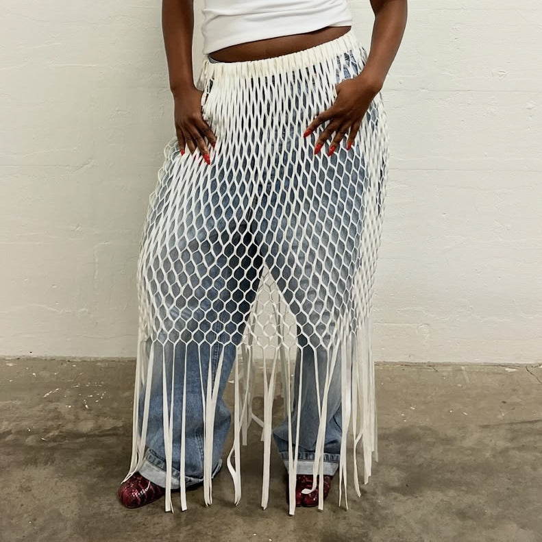 Women's Fishnet Beach Skirt Tassel Skirt