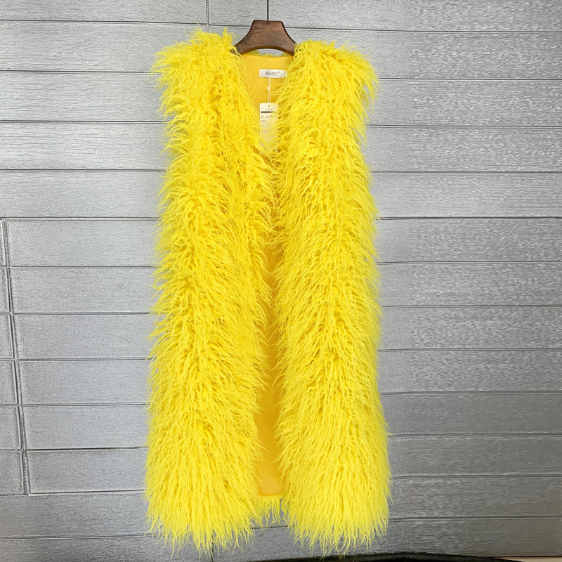Long Beach Wool Fur Vest Warm Vest Women's Vest Coat