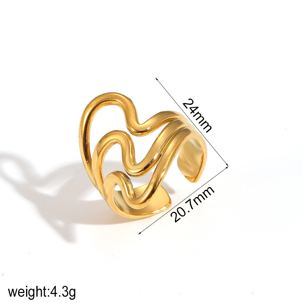 Geometric Ring Line Titanium Steel Ring For Women
