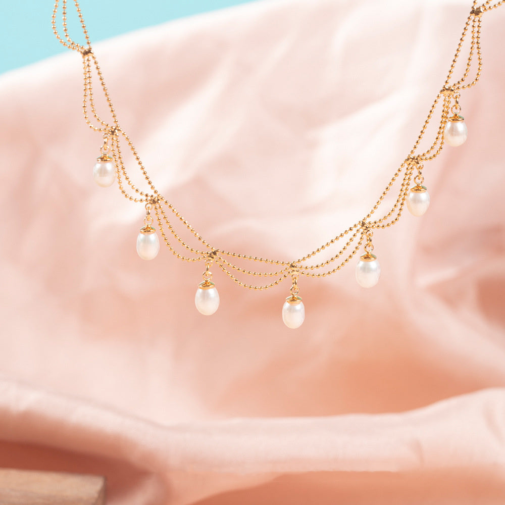 French Temperament Natural Pearl Dress Necklace Ladies