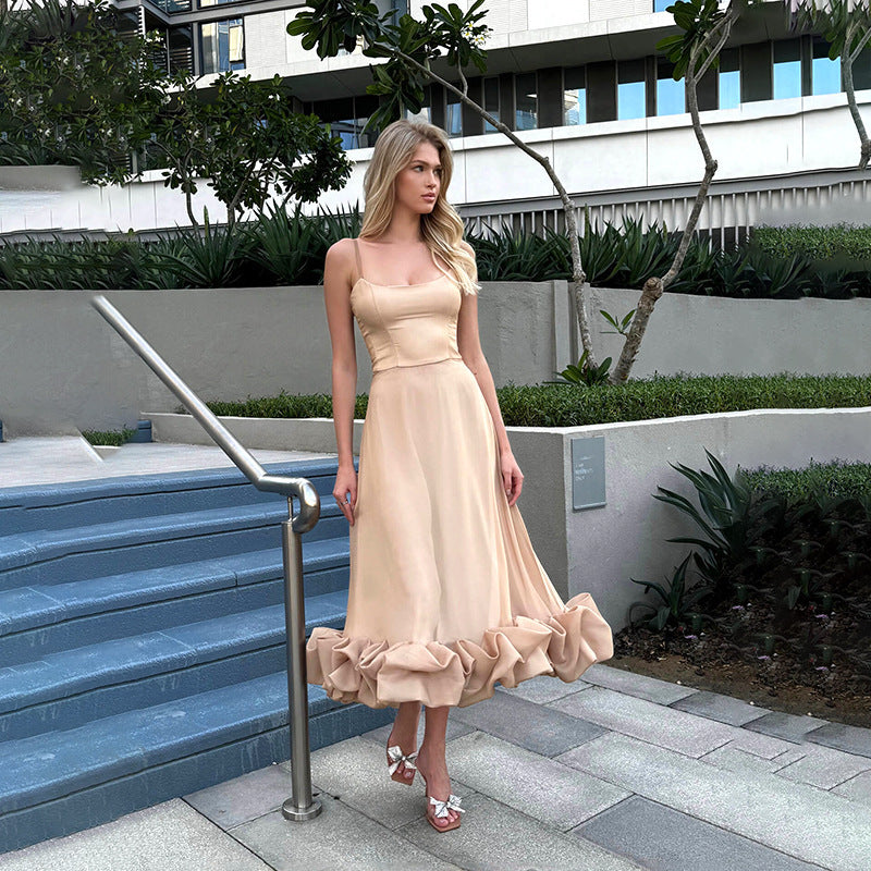Elegant Sleeveless Fairy Spaghetti-strap Dress