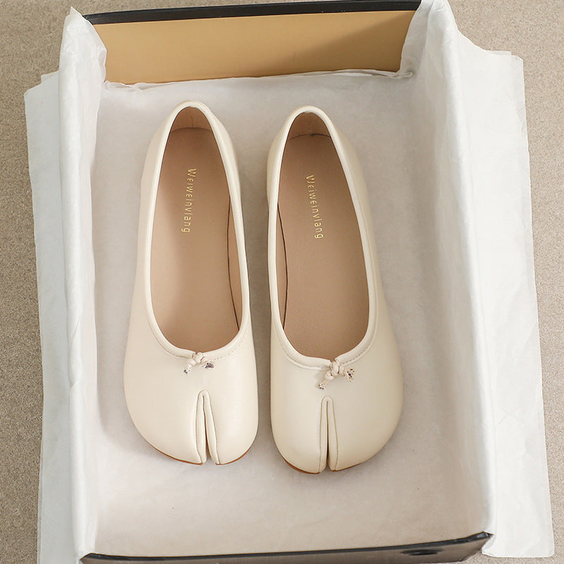 Women's French Mary Jane Split Toe Flat Shoes