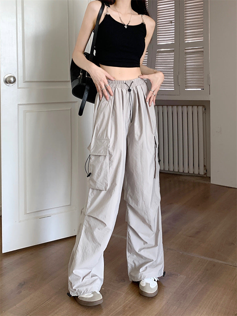 Workwear Pants Women's Thin High Waist Wide Leg Trousers