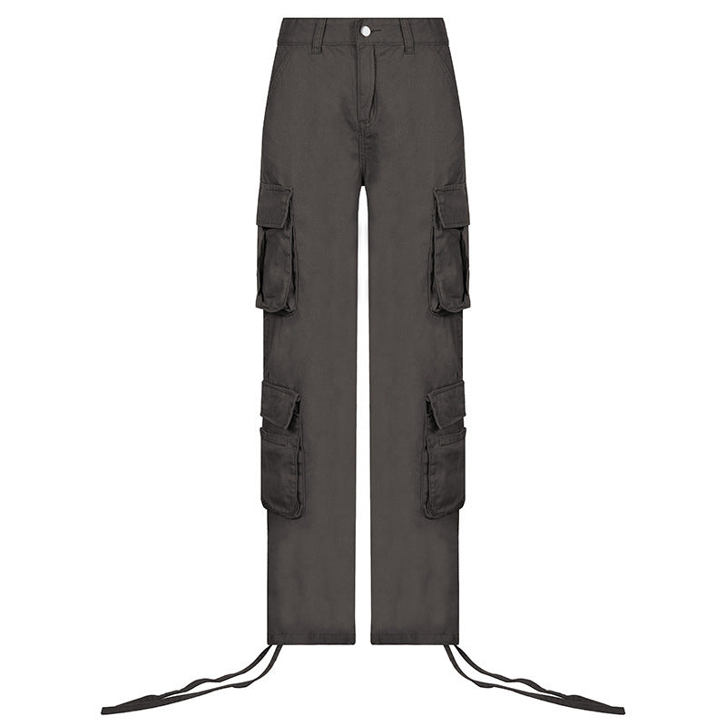 Women's Multi-Pocket Low Rise Cargo Straight Pants