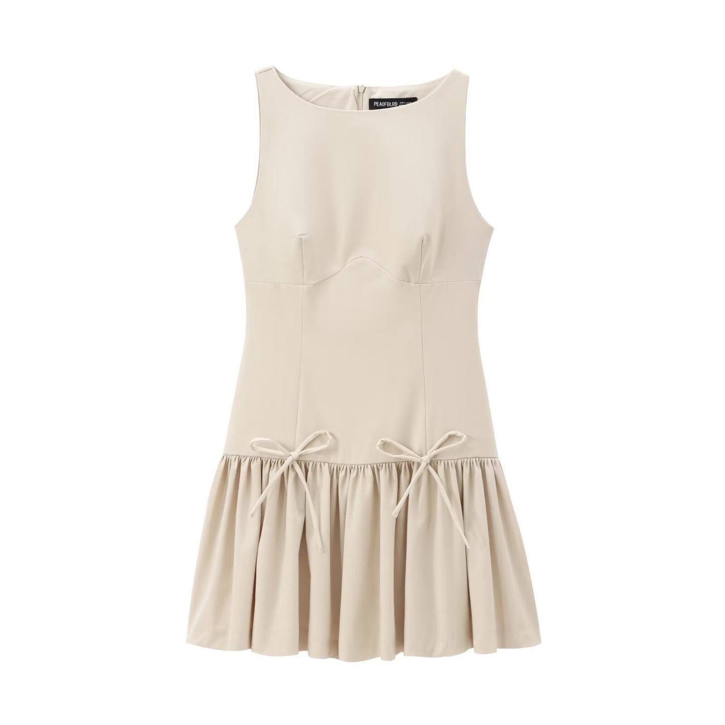 Fashion Round Neck Sleeveless Bow Dress
