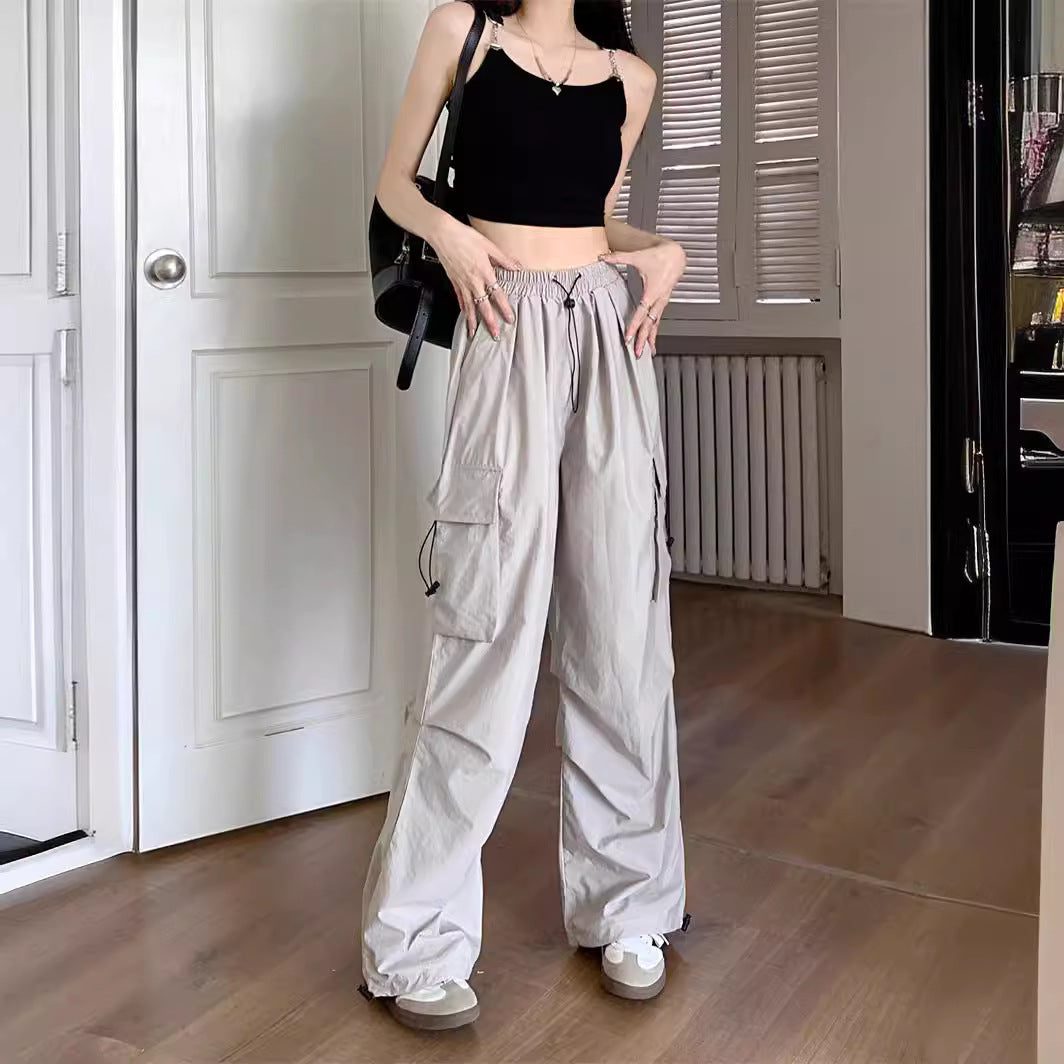 Workwear Pants Women's Thin High Waist Wide Leg Trousers