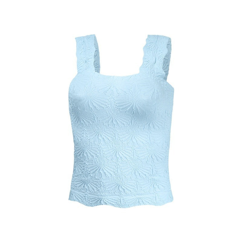 Square Collar Sports Underwear Jacquard Vest