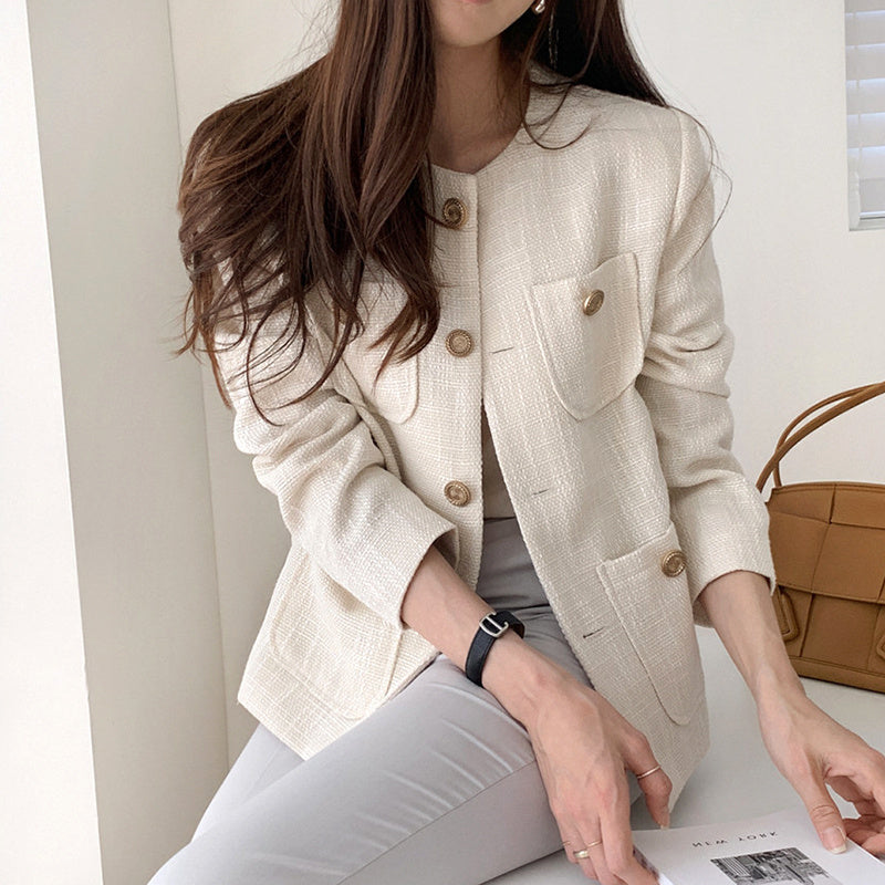 Vitality Girl French Light Mature Temperament Trendy Tweed Top Straight Long Sleeve Short Jacket