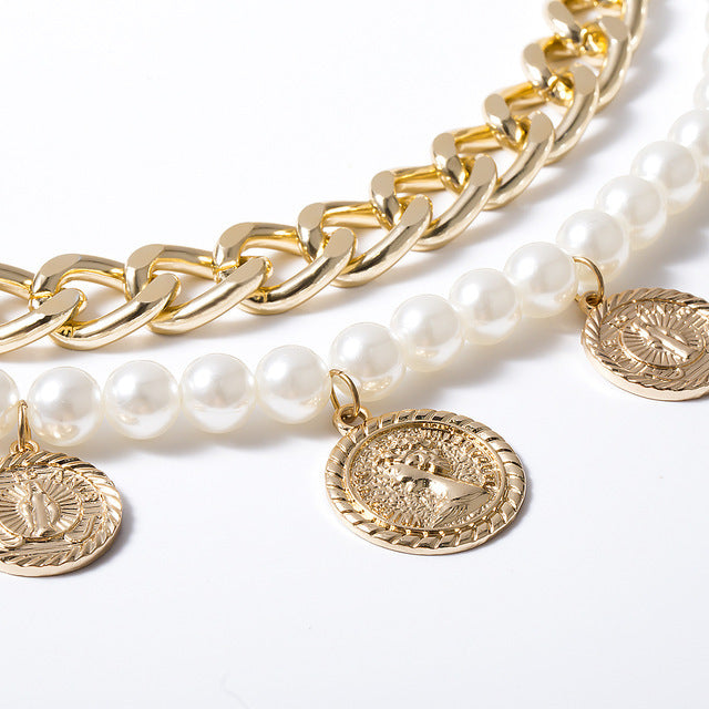 Fashionable Tassel Relief Body Chain Round Bead Chain Geometry Waist Chain Women