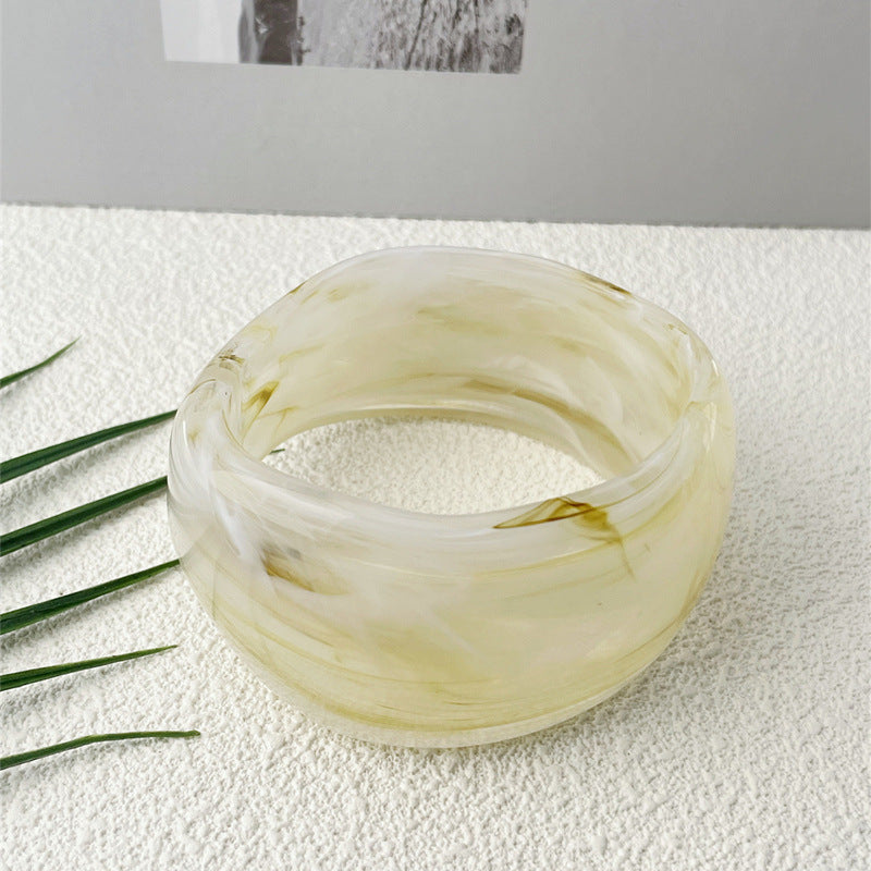 Resin Oval Wide Geometric Blooming Bracelet