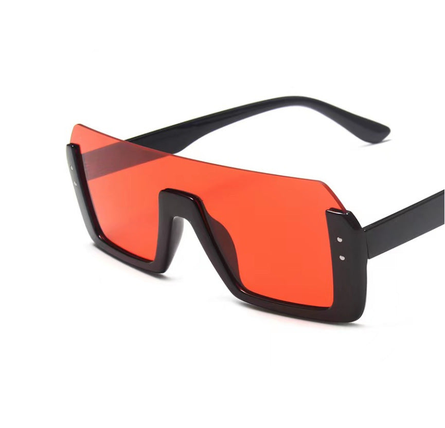 Semi-rimless Frame Fashion Multi-color One-piece Sunglasses One-piece Sunglasses