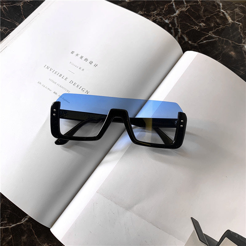 Semi-rimless Frame Fashion Multi-color One-piece Sunglasses One-piece Sunglasses
