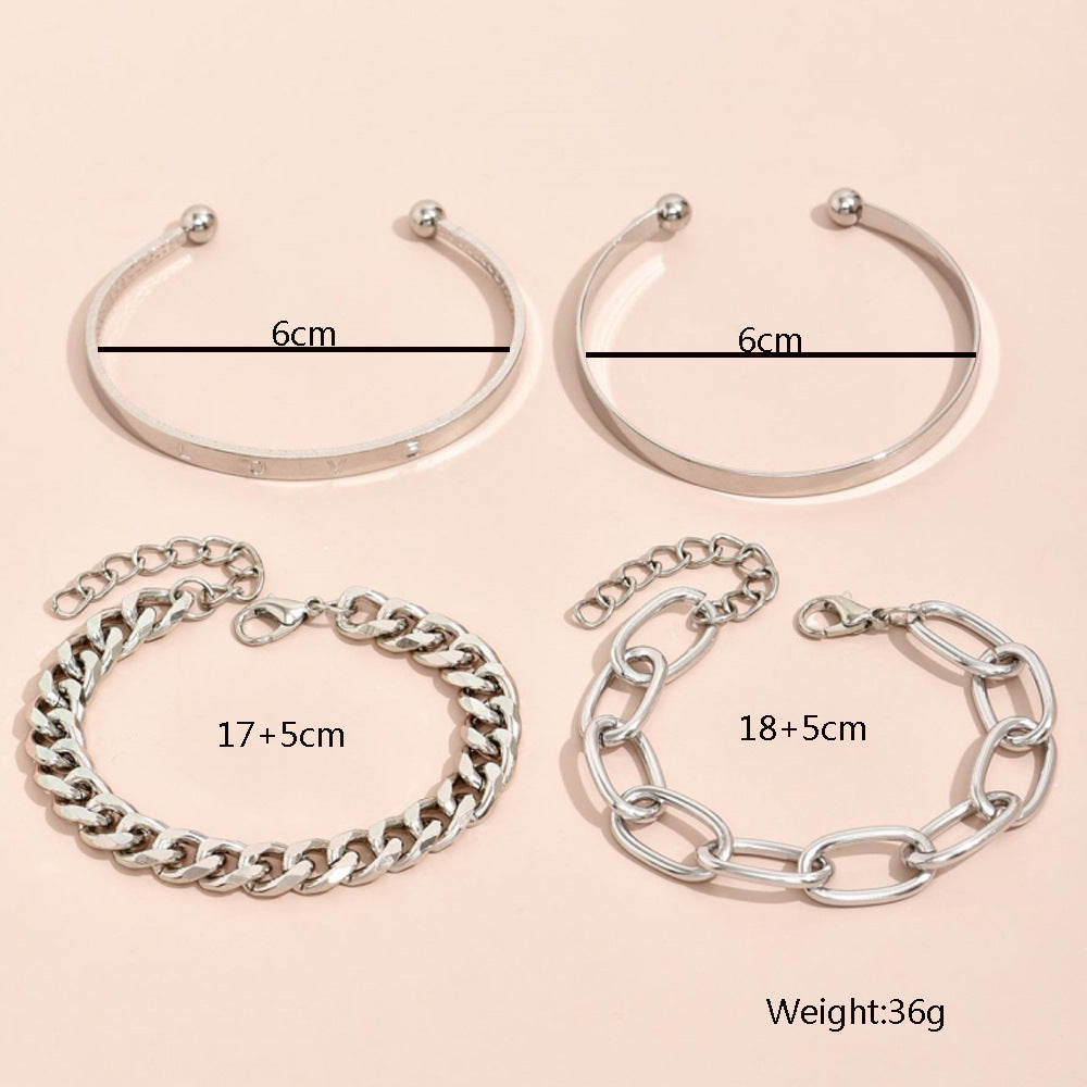 Accessories Statement Chain Glossy Letter Bracelet