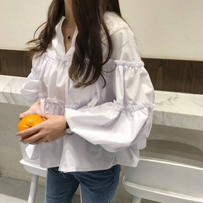 Autumn New Lace Shirt Design Sense Niche Shirt Female Korean Version Sweet And Loose Wild Baby