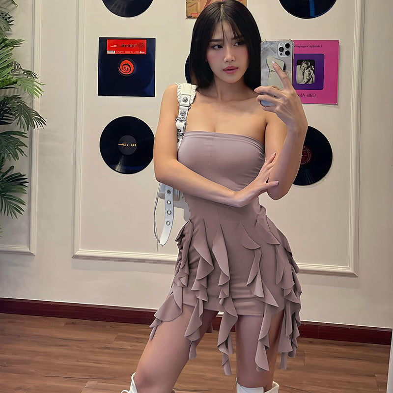 Fashionable Ruffle Hemmed Hip Wrap Skirt