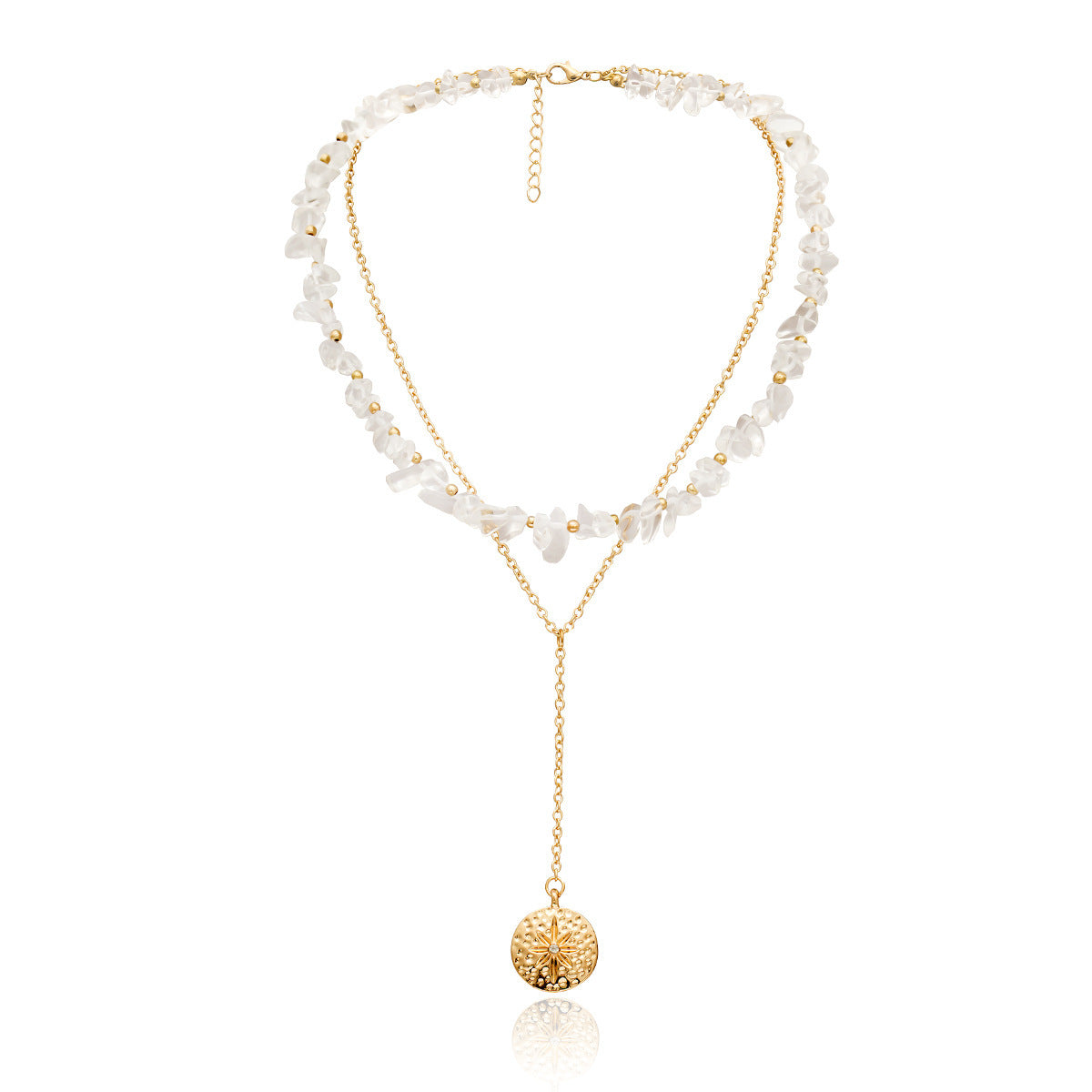 Rough Stone Multi-layer Flower Brand Tassel Micro-inlaid Necklace Women