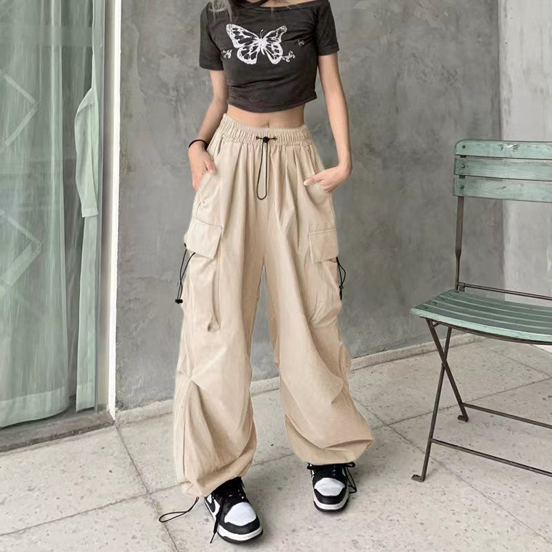 Workwear Pants Women's Thin High Waist Wide Leg Trousers