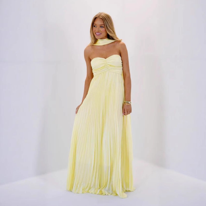 Women's Party Silk-like Pleated Simple Dress