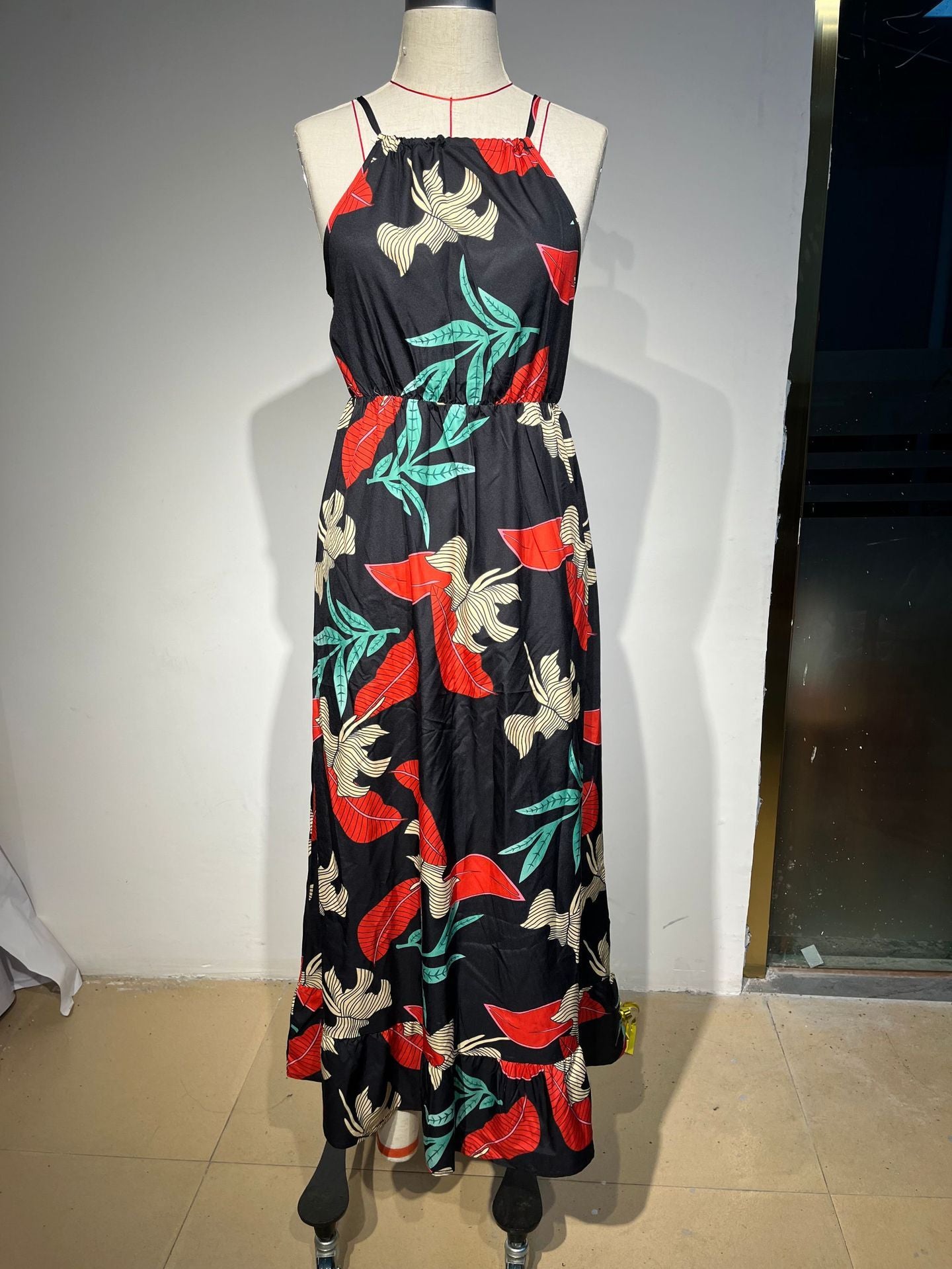 Women's Fashion Print Ruffle Hem Dress