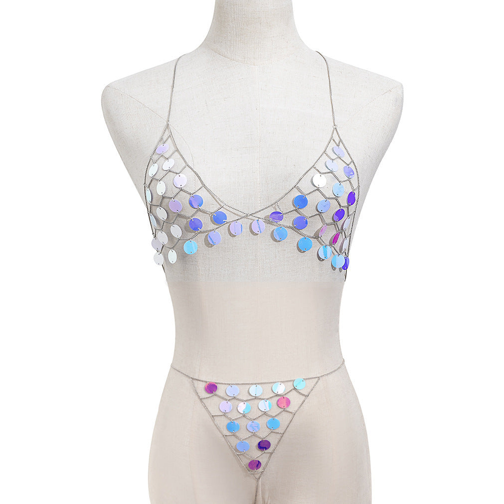 Ins Style Color Sequined Bra Body Chain