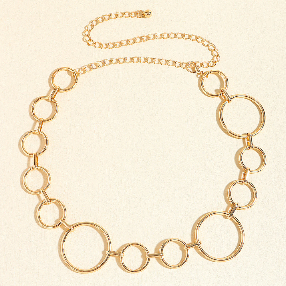 Simple Women's Waist Chain Metal Cutout Large Circle Sexy Body Chain