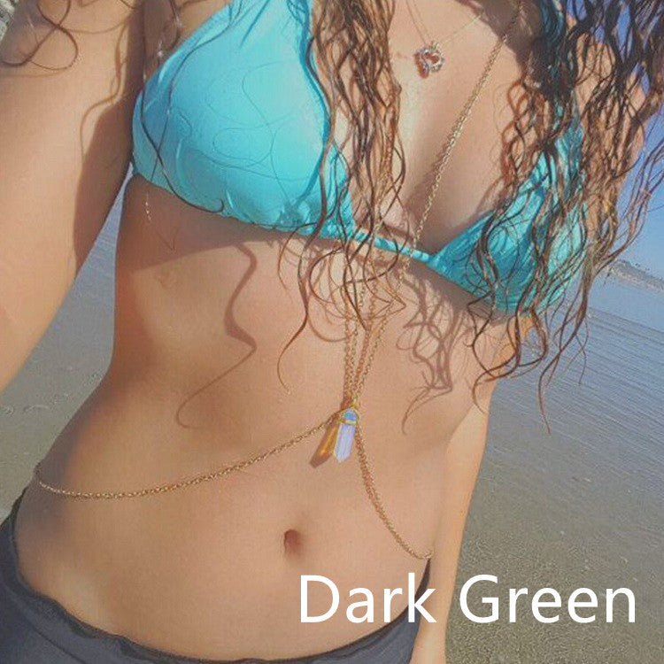 Boho Beach Bikini Hexagon Pendant Waist Chain
