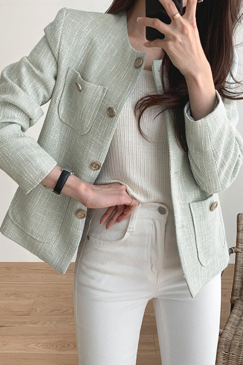 Vitality Girl French Light Mature Temperament Trendy Tweed Top Straight Long Sleeve Short Jacket