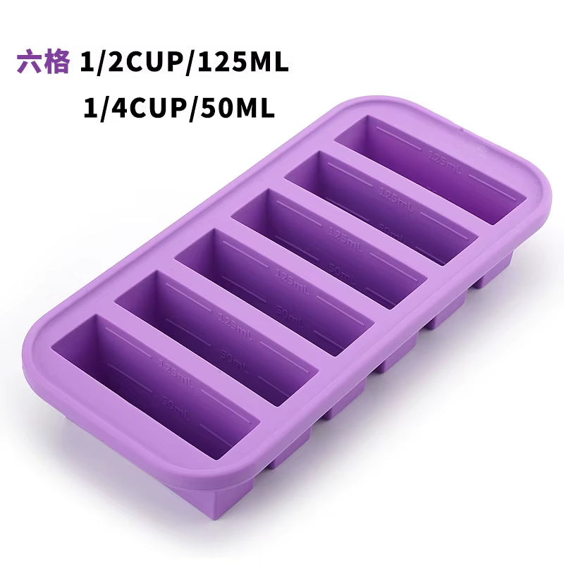 2/4/6Grid Food Grade Silicone Frozen Tray Ice Makerwith Lid Large-Capacity Ice Trays Suitable for Storing Frozen Soups Sauces