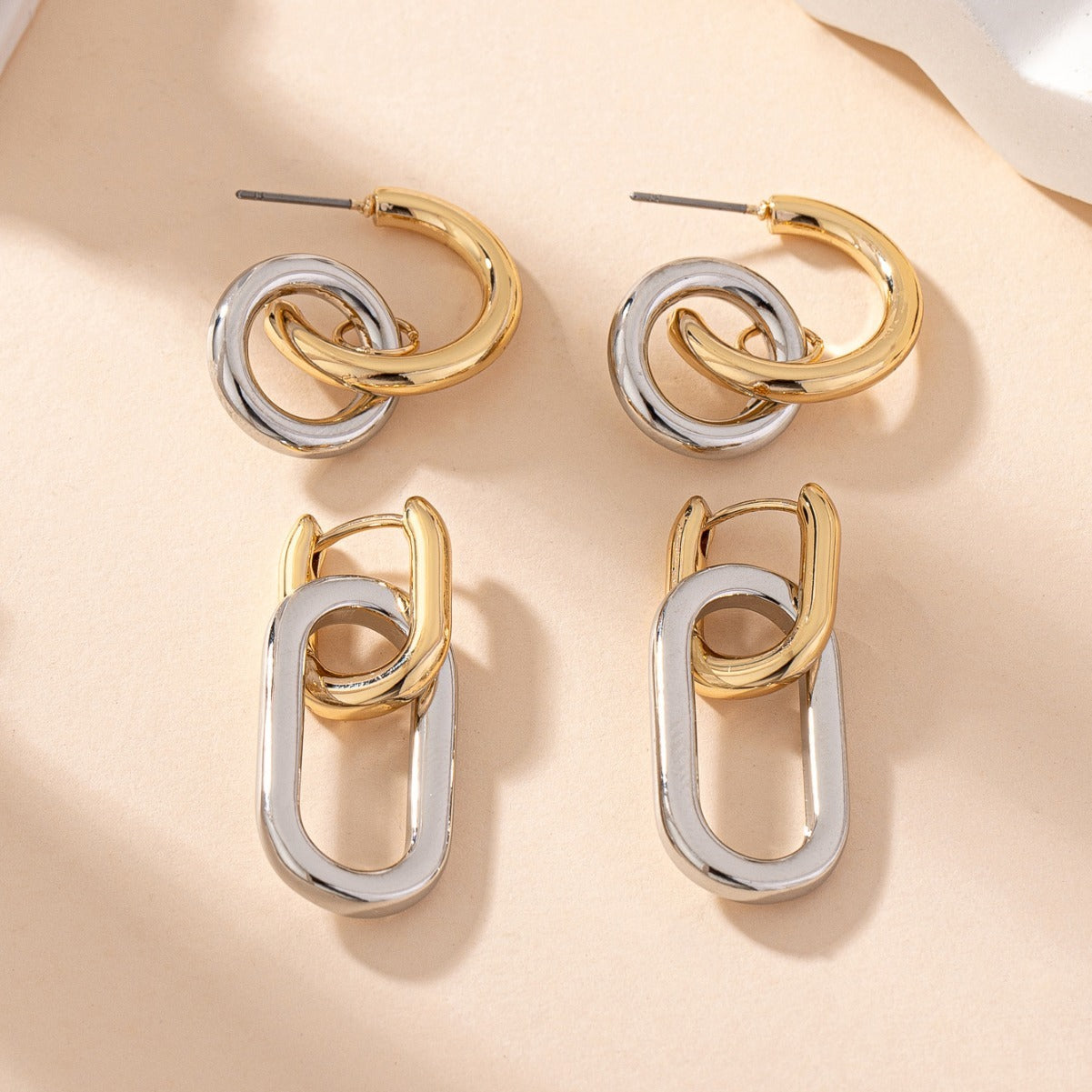 Fashion Simple Stitching Geometric Mixed Color Fusion Alloy Temperament Earrings