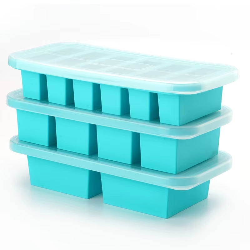 2/4/6Grid Food Grade Silicone Frozen Tray Ice Makerwith Lid Large-Capacity Ice Trays Suitable for Storing Frozen Soups Sauces