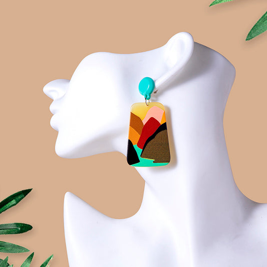 Boho Abstract Art Painting Acrylic Earrings