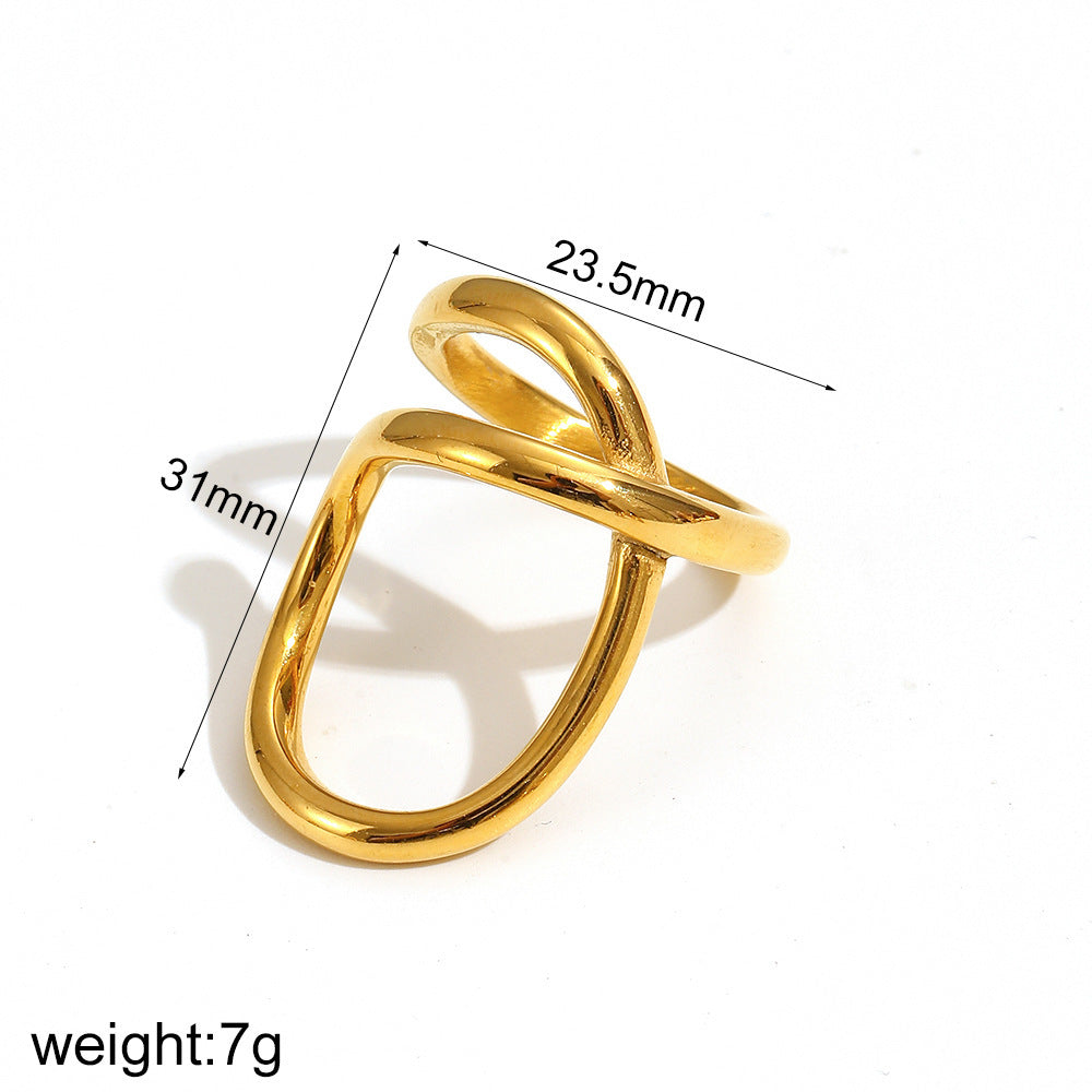 Geometric Winding Titanium Steel Ring Fashion