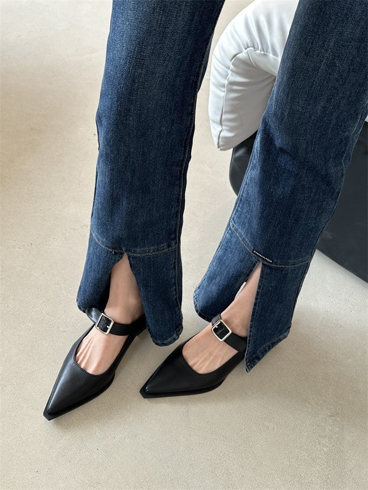 Women's Fashion Pointed Toe Classic Style Mary Jane Shoes