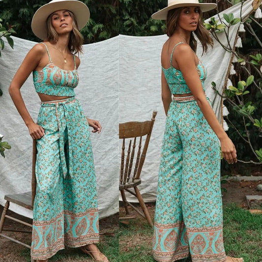 Boho retro print suit