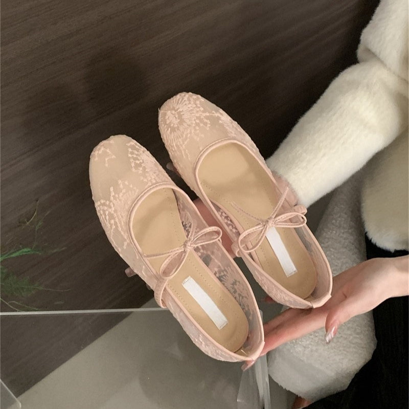 Flat Lace Mesh Breathable Mary Jane Evening Shoes