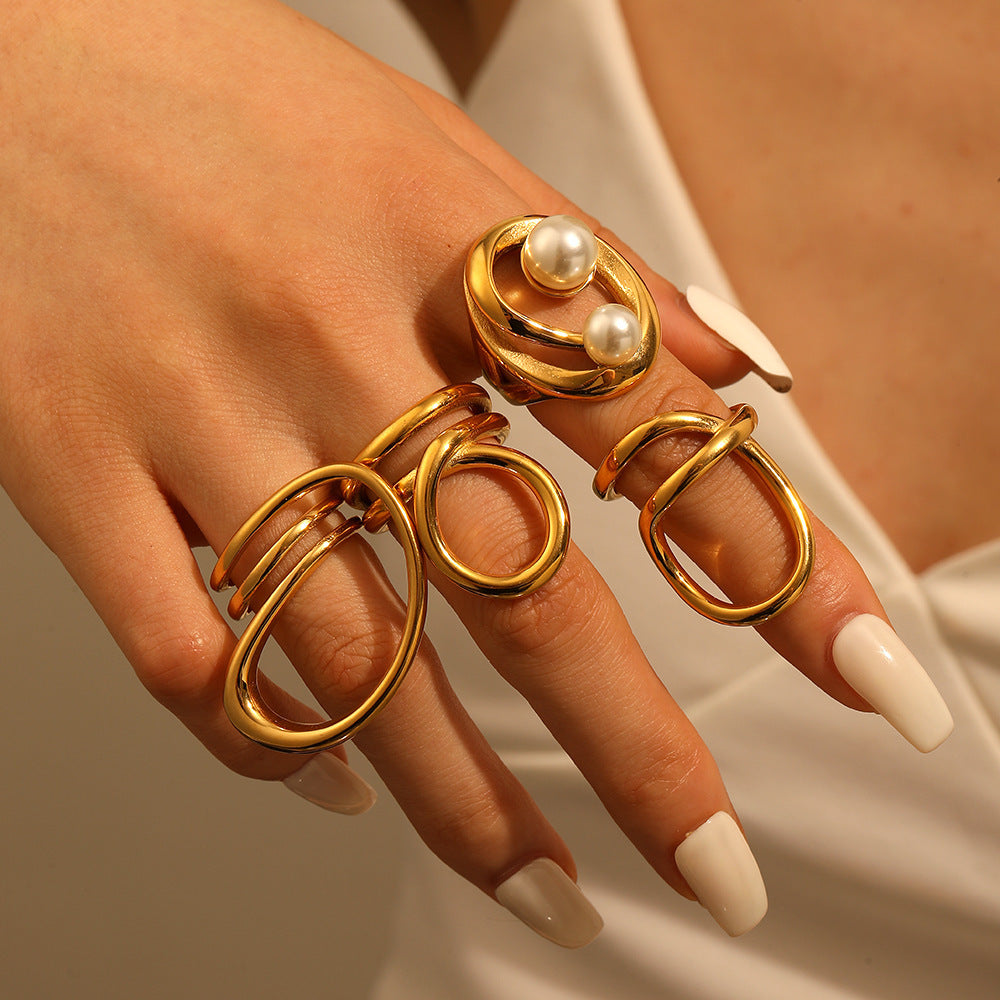 Geometric Winding Titanium Steel Ring Fashion