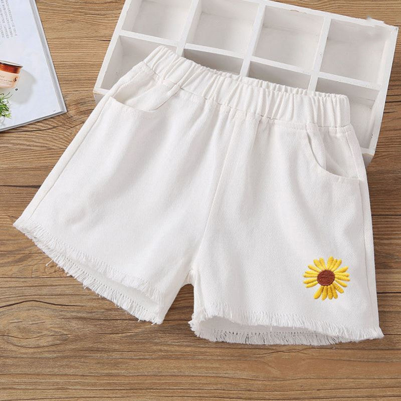 Denim Shorts Fringed Fringe Hot Pants Embroidered Leggings