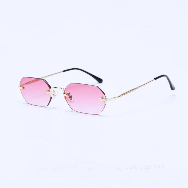 Fashion Polygon Frameless Sunglasses Street Shooting Personality Small Frame Sunglasses