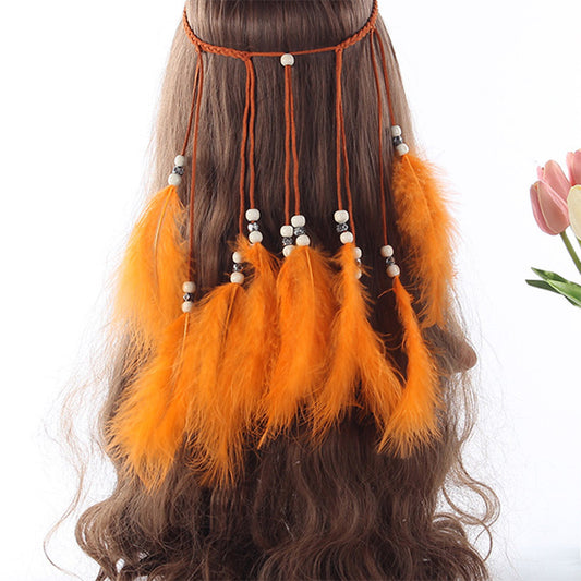 Bohemian peacock feather hair band