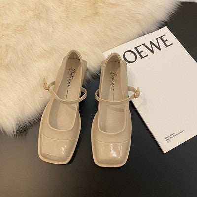 French Niche Mary Jane Black Square Toe Shoes