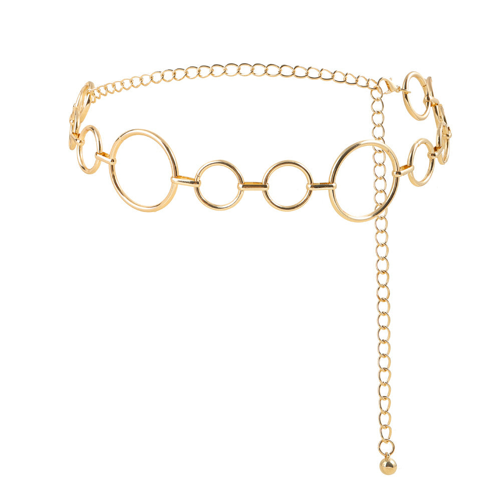 Simple Women's Waist Chain Metal Cutout Large Circle Sexy Body Chain